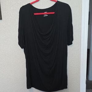 Women's Black Draped Cowl Neck Tunic